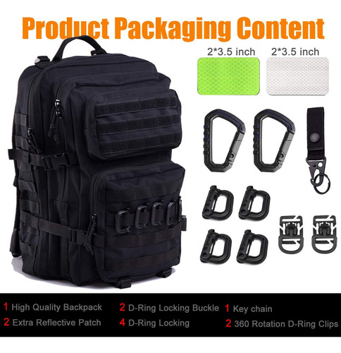 Mochila Tática R.sasr Black Military Molle 40l (preta-02)
