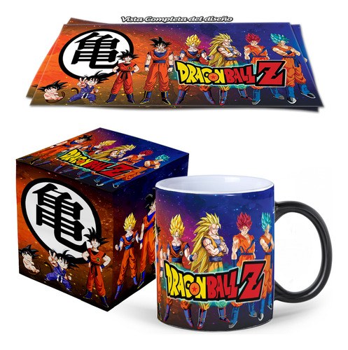 Taza Mágica Dragon Ball Z Super Goku Anime Personalizada Negro Modelo 1