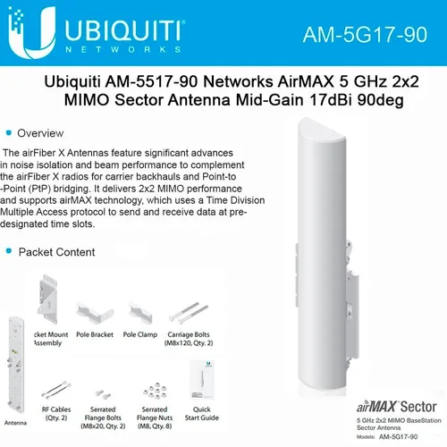Combo Ubiquiti Ltu-rocket + Antena Sectorial Am-5g17-90