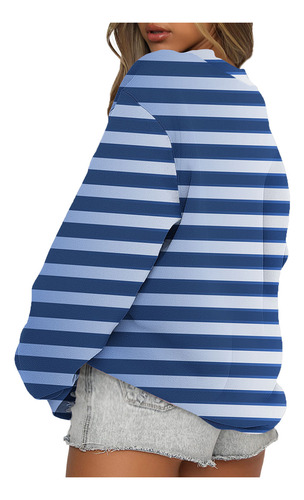 Top De Manga Larga Con Cuello Redondo Y Estampado De Rayas A
