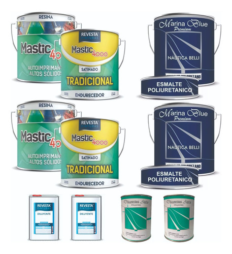 Combo 8 Lts Base Epoxi + 8 Lts Pintura Nautica Para Piletas Color Celeste Piletero