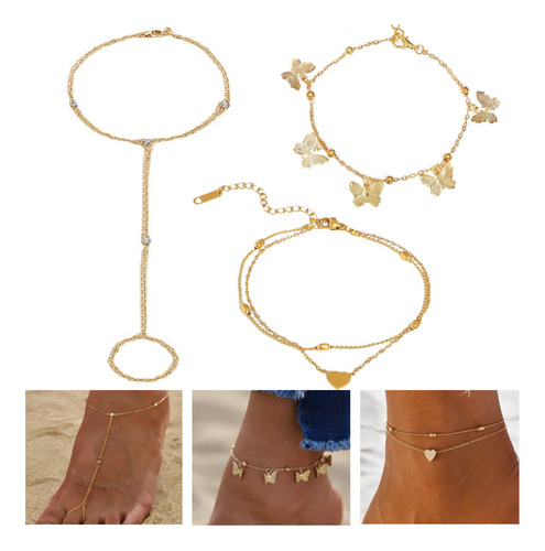 Multicapa Ajustable Con Anillo Dedo Pie Tobilleras Playa Kit