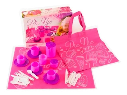 Juego De Té Picnic Duravit 27 Piezas.616 Color utensillos rosas y lilas