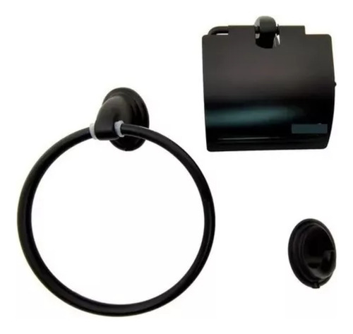Set Accesorios Baño Ducha 3 Pzs. Acero Inoxidable Negro Mate