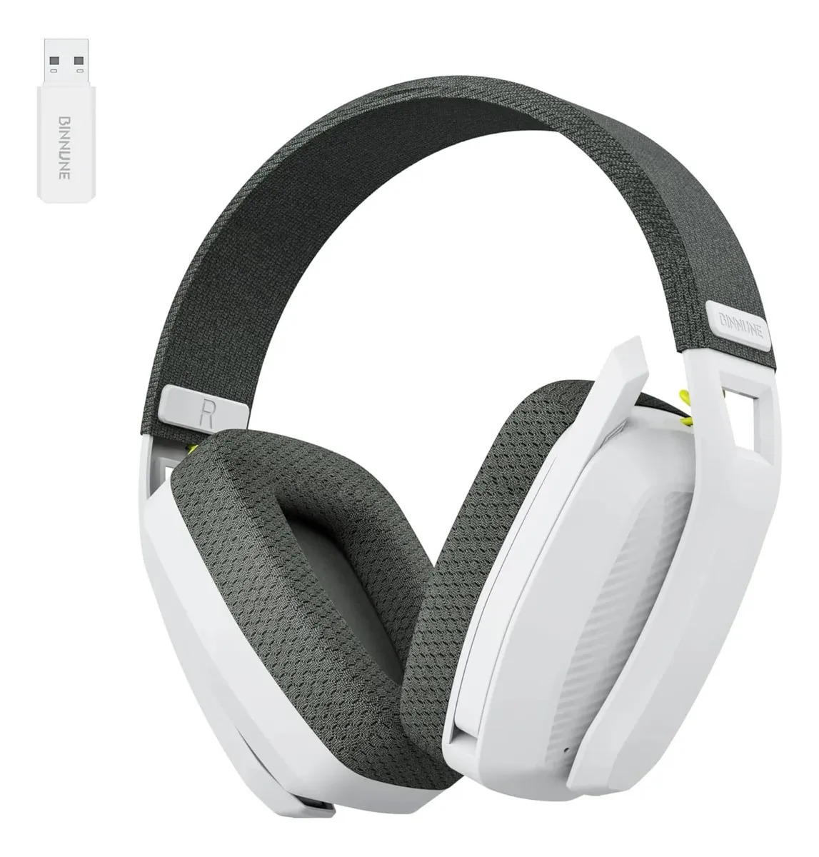 Fone de ouvido Headset gamer Binnune Bw06 Wireless Fone cinza para PC，PS，Mac USB 2.4Ghz，5.3Bluetooth com mic