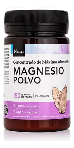 Magnesio En Polvo Máxima Absorción Natier X 150g Sin Sabor Neutro