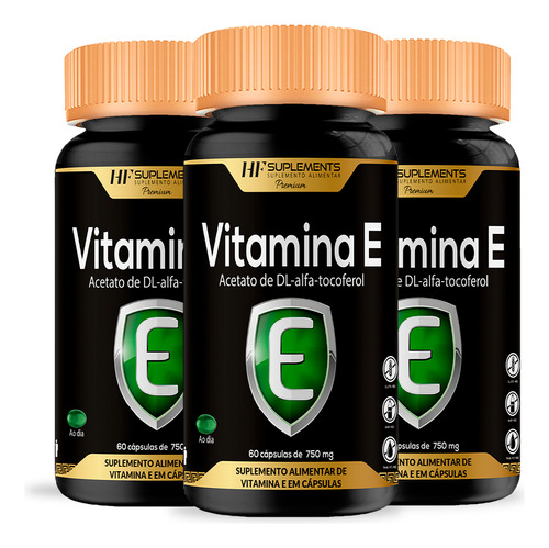 3x Vitamina E 400ui Alfa Tocoferol 60 Caps Hf Suplements