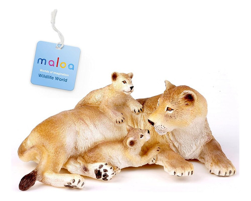 Leona De Maloa® Con Animales Jóvenes Figura León Grande Pint