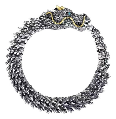 Pulsera De Hombre Con Cabeza De Dragón Retro De Estilo Chino Color Dragon Bracelet 20cm (fits Fits 17-18cm Wrist)