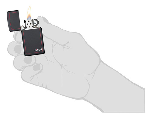 Imagen 8 de 10 de Encendedor Zippo Lighter Slim Black Matte Red Border Negro