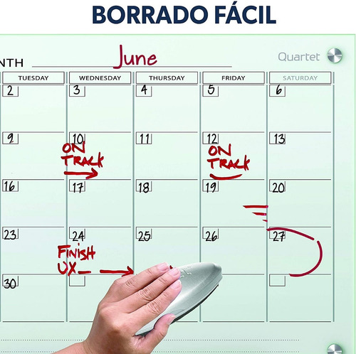 Pizarrón De Cristal Templado - 90x120 Con Calendario