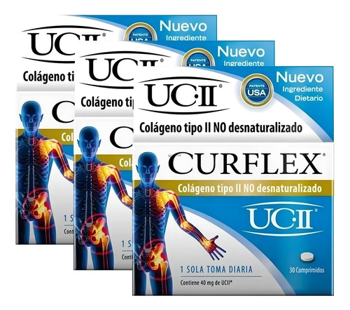 Suplemento en comprimidos Laboratorio Gramon UCII Colágeno tipo II 3 cajas de 30 unidades