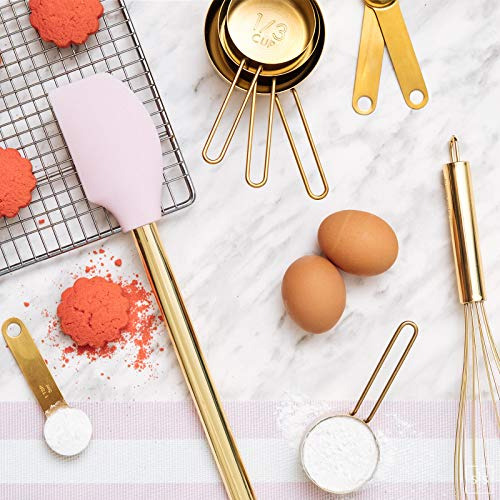 Juego De Utensilios De Cocina Dorados Y Rosas Con Soporte -