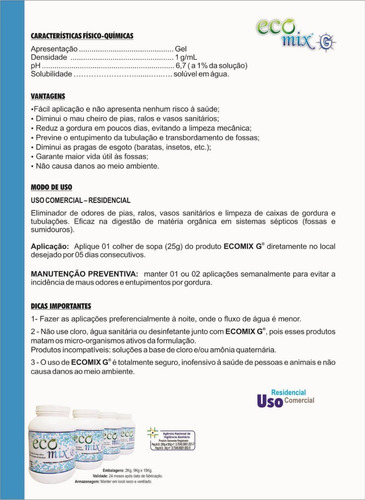 Ecomix G 8kg - Desentupidor, Limpa Fossas, Caixas De Gordura