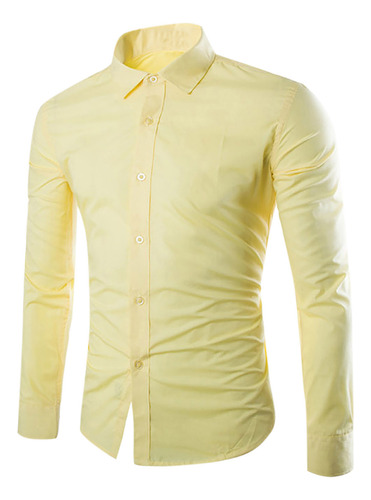 Blusa Masculina Casual Com Botões Macios, Manga Lapela, Pulô