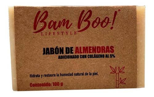 Imagen 1 de 3 de Jabón Almendras Con Colágeno 100 Gr Bam Boo! Lifestyle