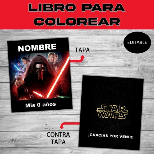 Star Wars Librito Imprimible Para Colorear Personalizable