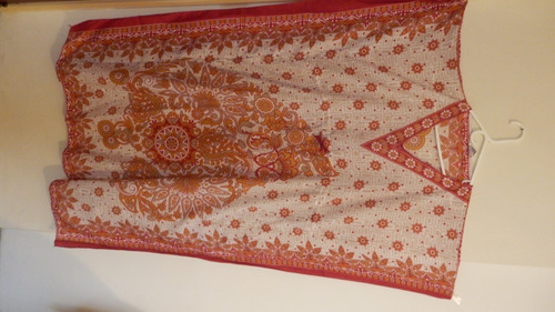 Bata Indu De Dama De Polyester, Diseño Estampado, Color Rojo