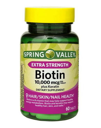 Biotina Extra Potencia Spring Valley 60 Tabletas