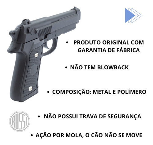 Pistola Airsoft V22 Pt92 Mola Spring Slide Metal+bbs+alvo
