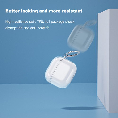 USTIYA Funda Para AirPods 4 Case Protectora Carcasa Color Transparente Negro/gris TPU Cover