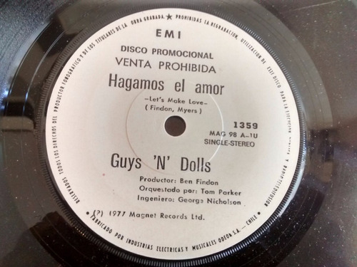 Vinilo Single De Guys 'n' Dolls - Hagamos El Amor ( I89