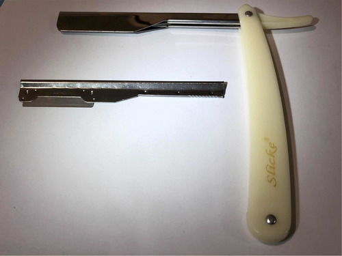 Cuchilla De Acero Inoxidable Recto Borde Barbero Blanco Blanco