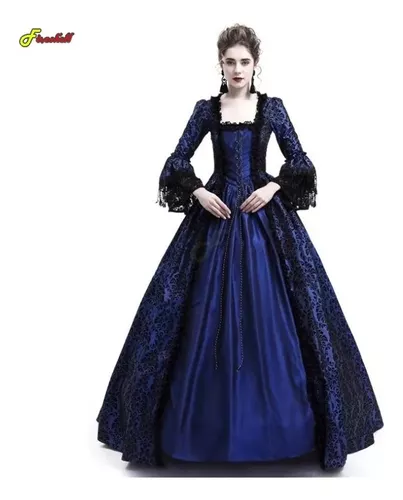 Traje Medieval de palacio para mujer, Vestido Vintage Victoria con  cordones, Vestido largo de fiesta de