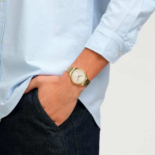 Reloj Swatch Bubbly And Bright Syxg126g Correa Amarillo Bisel Amarillo Fondo Amarillo