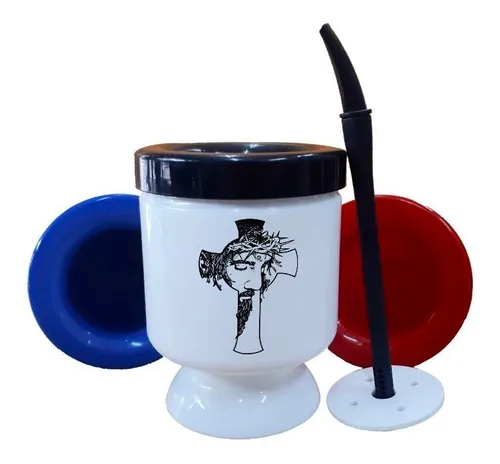 Mate Plastico Cruz Jesus Arte Dibujo