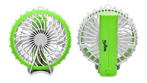 Mini Ventilador Portatil De Mano Recargable Usb Nisuta Handy Color Verde