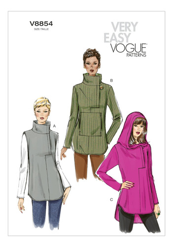 Vogue Patterns V8854 Tunica Chica Talla Costura Plantilla Zz