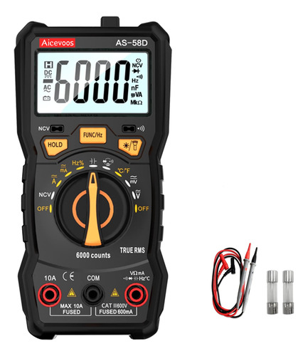 Aicevoos Multmetro Digital 58d 6000 Cuentas, Voltmetro De Ca