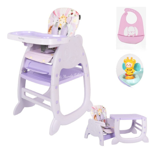 Silla De Comer Para Bebes Colores De Lujo 3 En 1 Y Accesorio