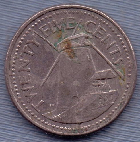 Barbados 25 Cents 2003 * Molino De Azucar *