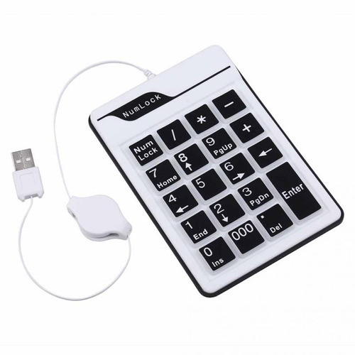 Teclado Numerico Flexible De Goma Lavable Cable Retractil