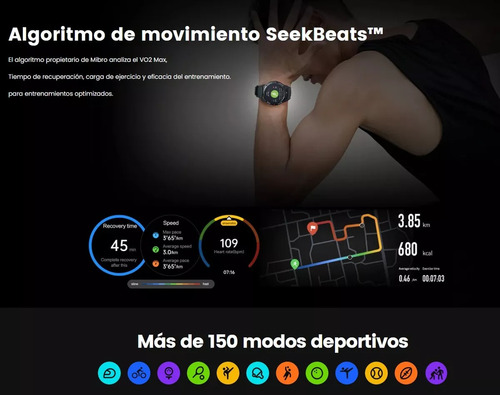 Smartwatch Mibro Watch Gs Active 1.3'' Amoled Gps 5atm Bluetooth Batería 20 Días Negro Compatible Android | iPhone Notificaciones Deportivo