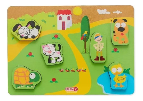 Juego Infantil Didáctico Encastre En Volumen Madera Animales