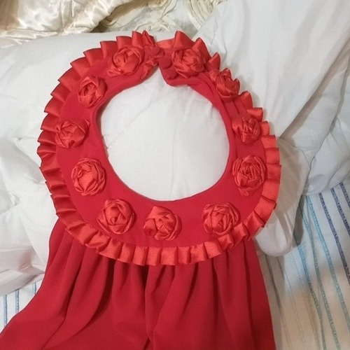 Hermoso Vestido Rojo. Talle L/xl Cómodo. Cuello Hecho A Mano