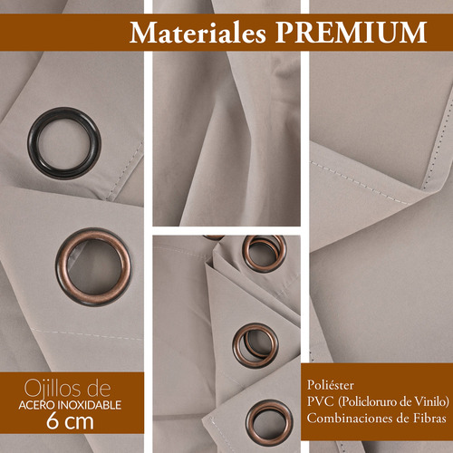 Cortinas 100% Blackout Largas 140x230cm Tres Capas Hogar Arena