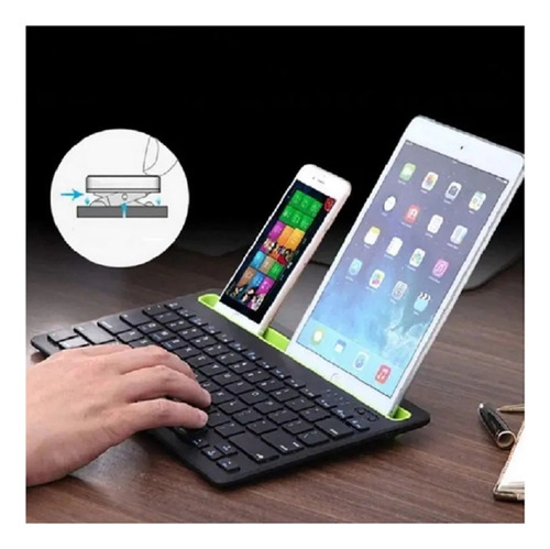 Teclado Bluetooth Recargable Doble Canal Porta Celulartablet