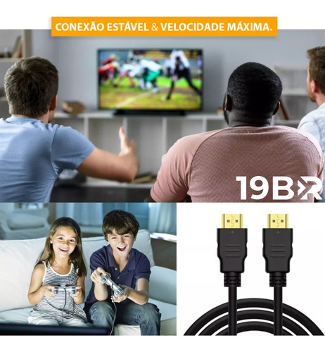 Cabo Hdmi 5m Metros Preto Premium 4k 3d Full Hd Tv Pc Video Game
