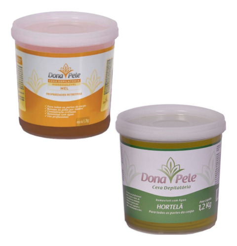Cera Quente Depilatória Dona Pele 1 Mel + 1 Hortelã 2x1,2kg