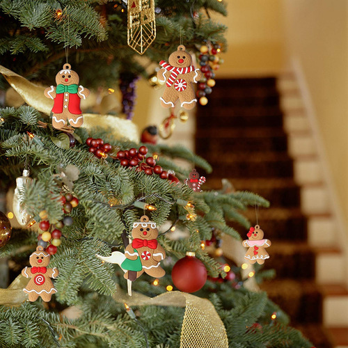 12pcs Gingerbread Man Ornaments For Christmas Tree Assorted. Color Candy Gingerbread