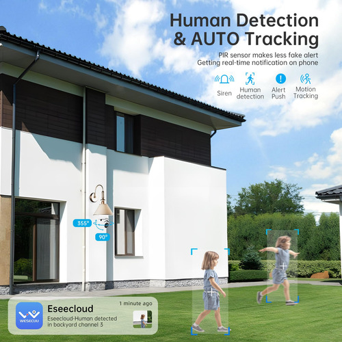 Cámara De Seguridad Con Bombilla Wesecuu 2k 5g Wifi Para Ext