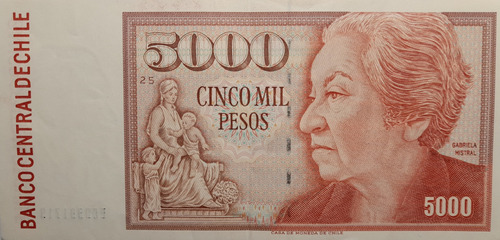 Billete De $5.000 Pesos Chilenos Antiguo