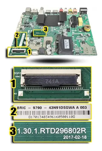 Placa Principal Para Tv Ph43n91dsgwa 1.30.1.rtd296802r Ver A
