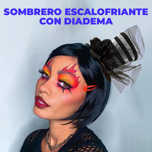 Diadema Sombrero Rayas Halloween Temática Disfraz Accesorios Color Negro Ele-Gate