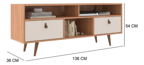 Rack Tv 55 Pulgadas 2 Puertas 3 Nichos Café Blanco