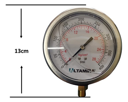 Manometro 400 Psi/0-28 Kg Glicerina Altamira Caratula 4pulg.